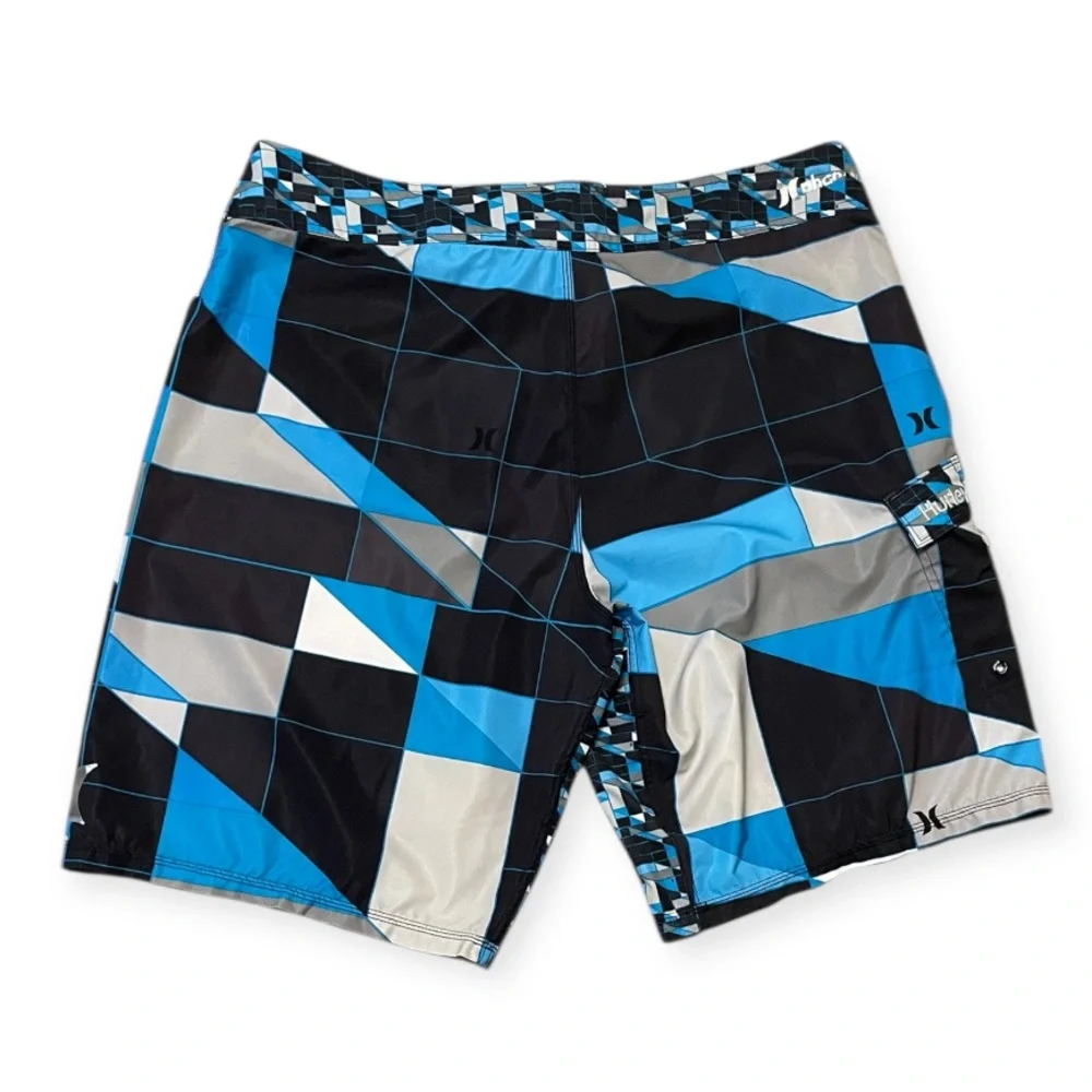 Men's Hurley Phantom Boardshorts Blue Black Size 38 Surf Beach Swim Trunks